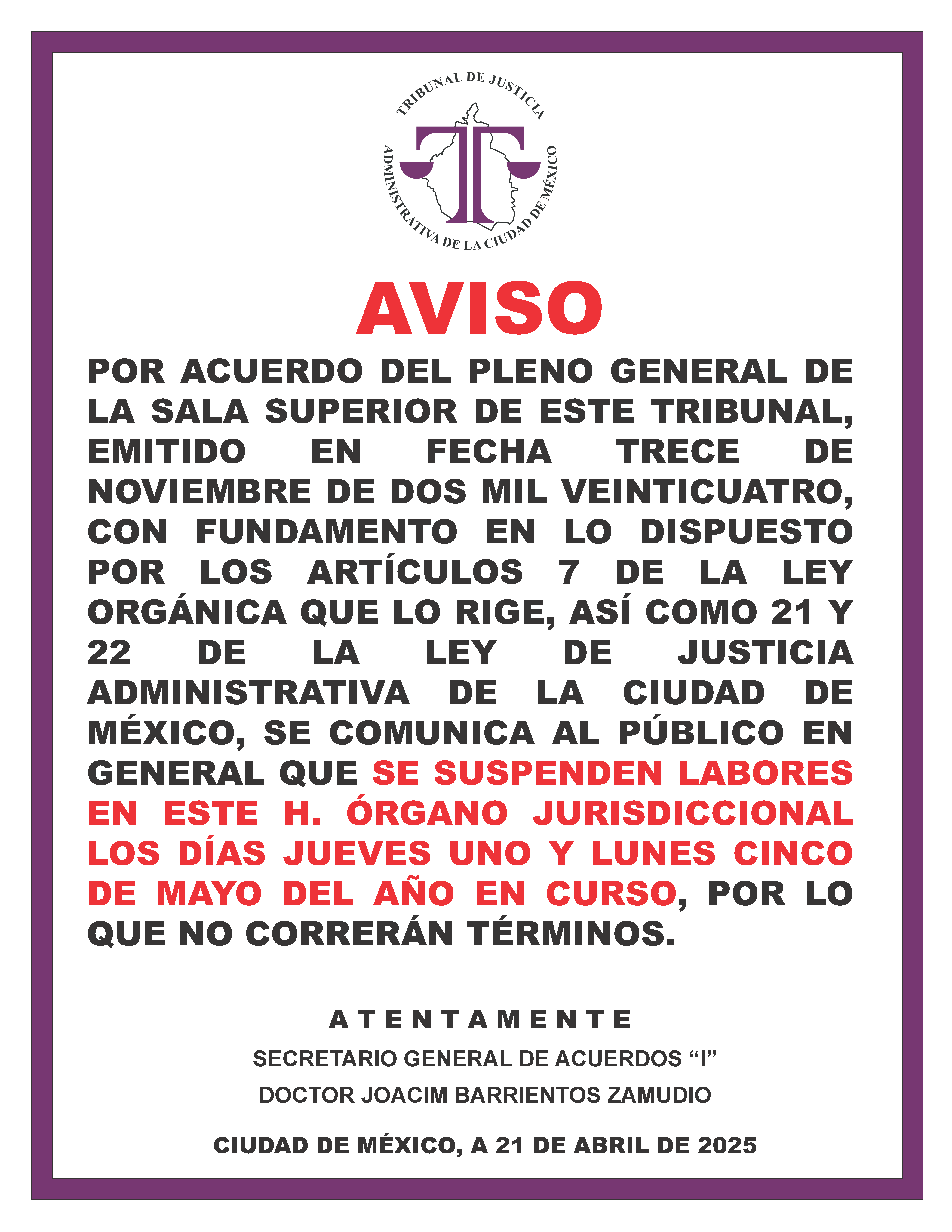 AVISO INHABIL 01 05MAYO