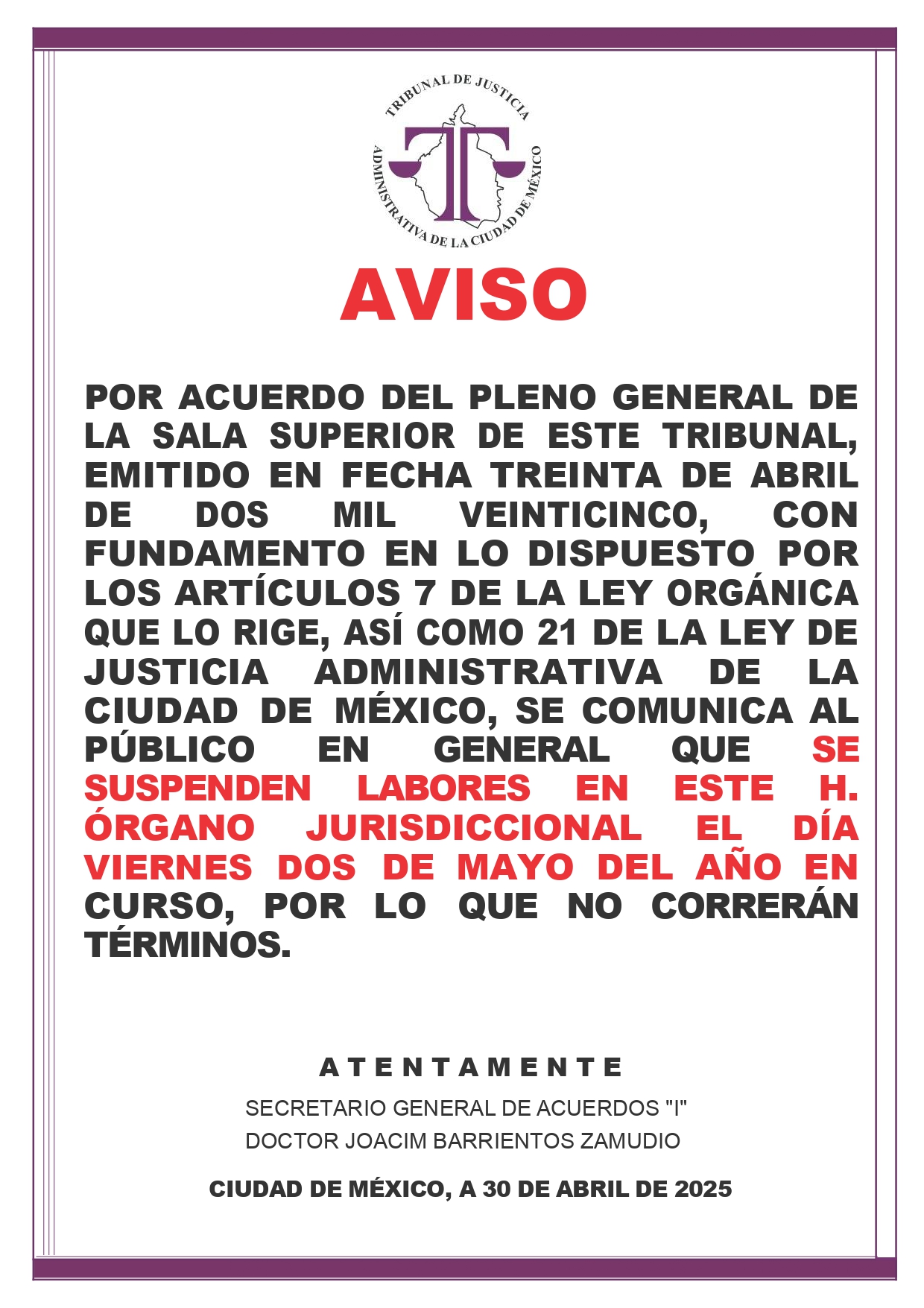AVISO INHABIL 02 MAYO
