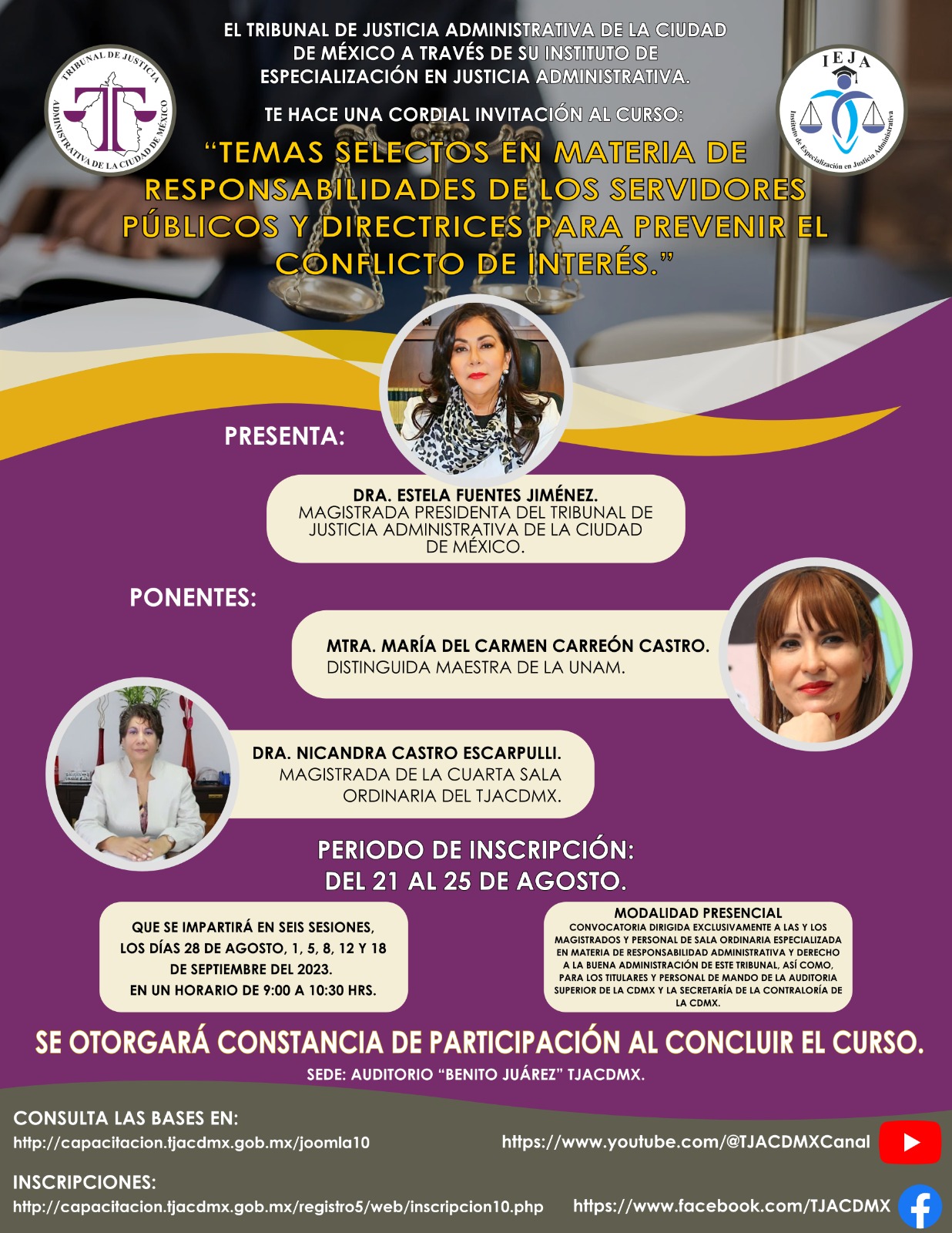 Curso "Temas Selectos en materia de Responsabilidades de los servidores públicos y directrices para prevenir el conflicto de interés"