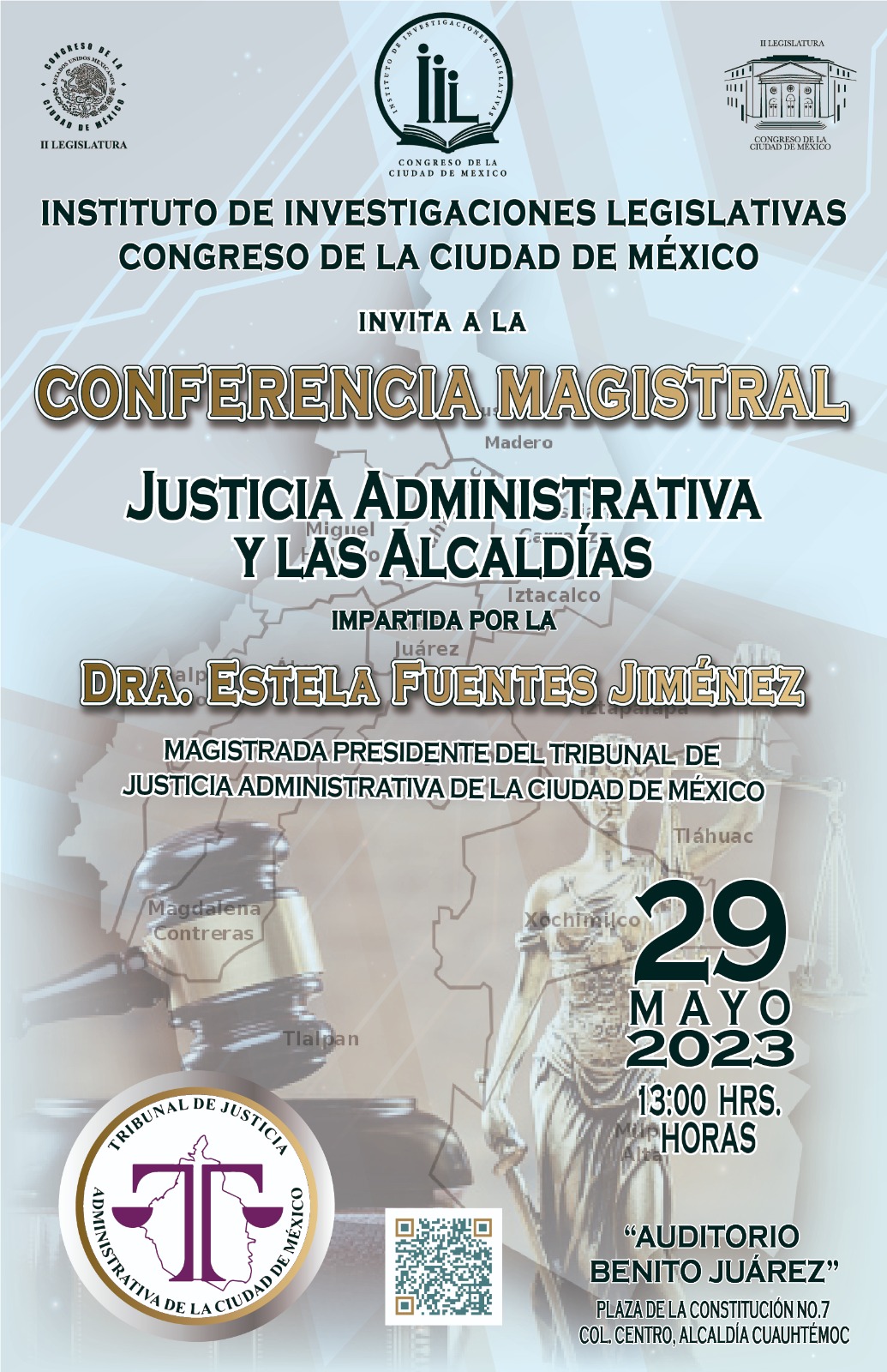 Invitación a la Conferencia Magistral "Justicia Administrativa y las Alcaldías"